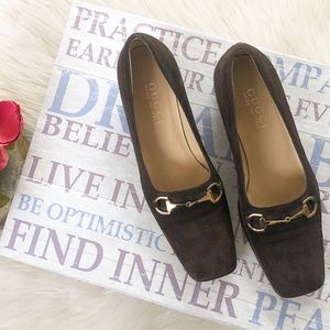 Gucci Vtg Brown Suede Leather Loafers Sz 6